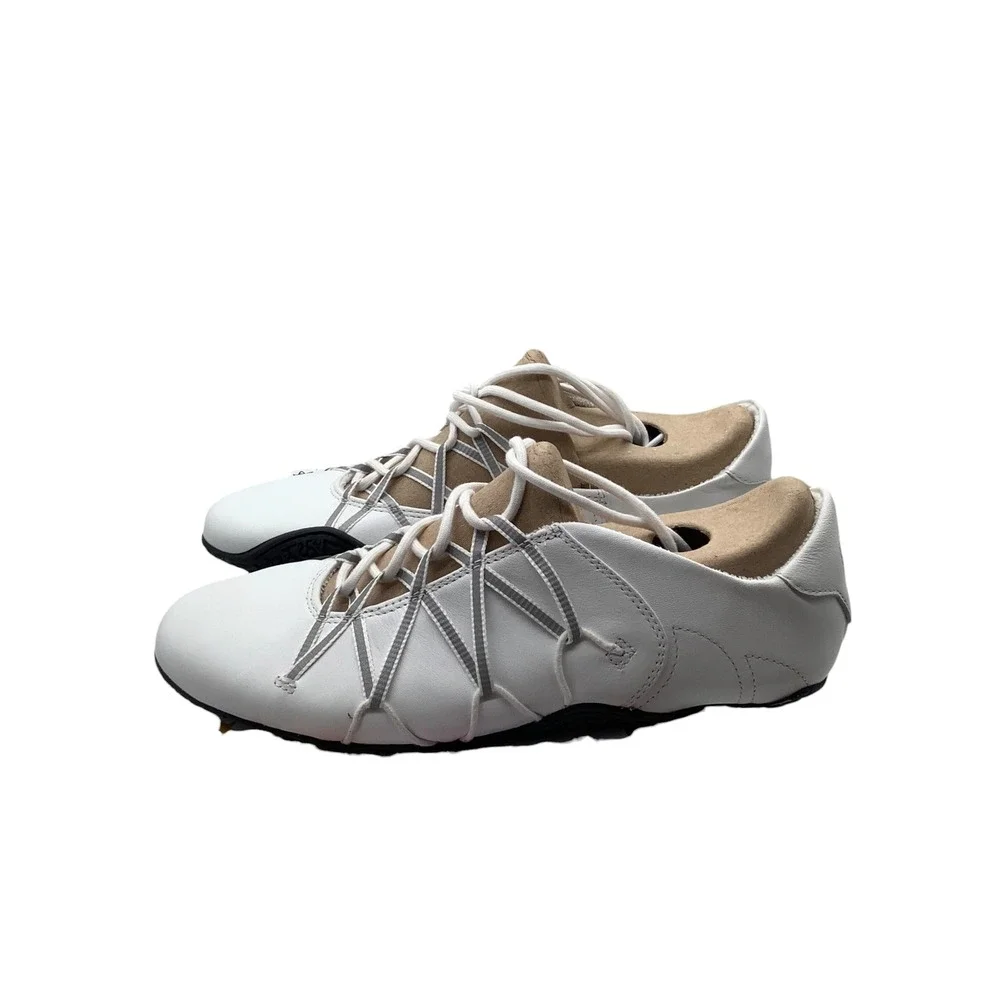Jeffrey Campbell Womens White Leather Webbed Lace Up Sneakers Size 6 NEW